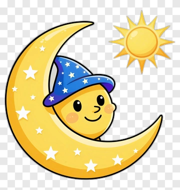 Moon Wizard With Star Hat PNG