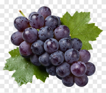 Cluster Of Purple Grapes With Green Leaves PNG