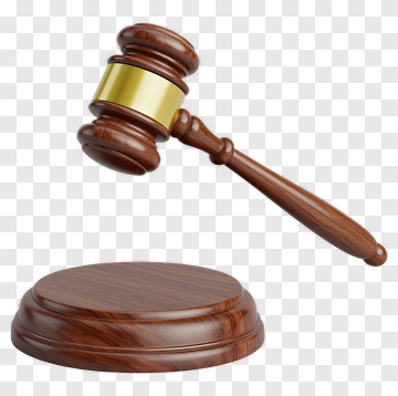 Judge's Gavel With Wooden Base And Gold Band PNG