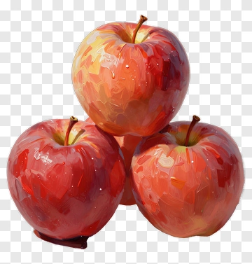 Three Apples In Painted Style PNG