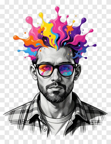 Man With Colorful Paint Splatter PNG