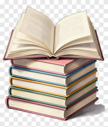 Open Book On Stack Of Colorful Books PNG