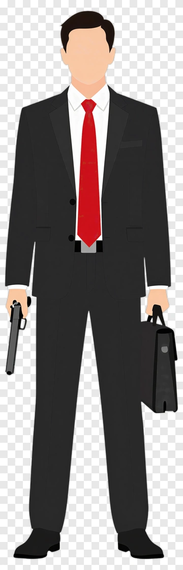 Man In Suit Holding Gun And Briefcase PNG