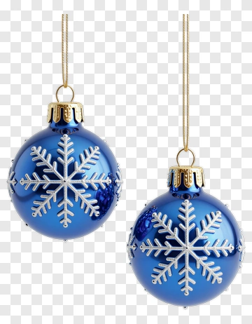 Blue Christmas Ornaments With Snowflakes PNG
