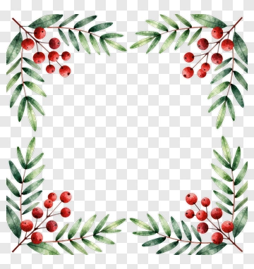 Watercolor Berry And Leaf Border PNG