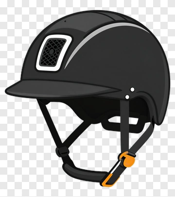 Equestrian Helmet With Orange Buckle PNG