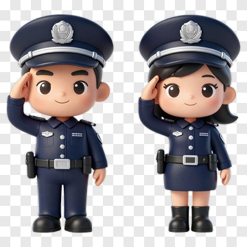 Two Cartoon Police Officers Saluting PNG