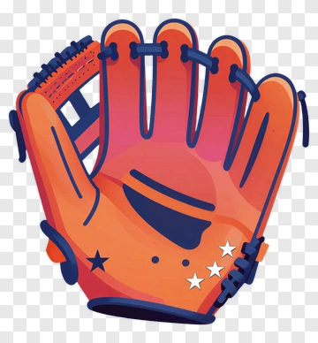 Orange Baseball Glove With Stars PNG