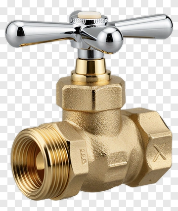 Gold Water Valve With Silver Handle PNG