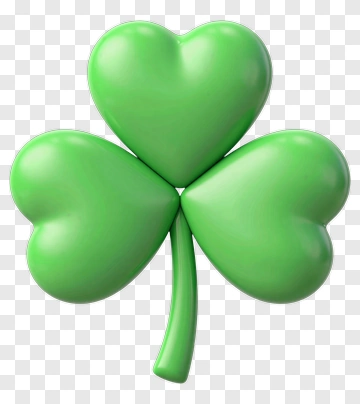 Green Heart Clover Lucky Charm PNG