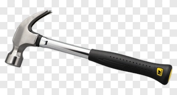 Hammer With Black Handle And Yellow Logo PNG