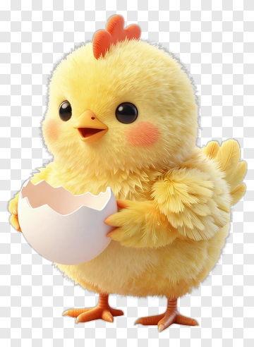 Cute Yellow Chick Holding Egg PNG