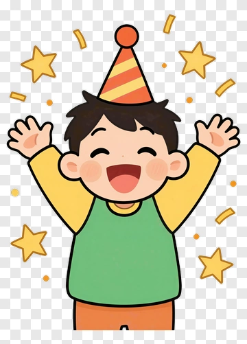 Happy Child Wearing Party Hat PNG