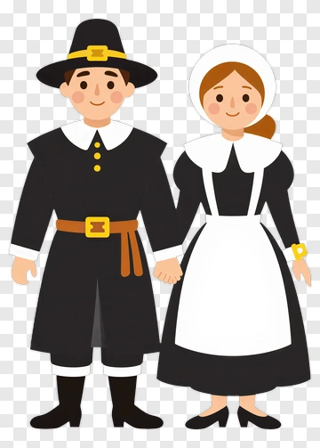 Pilgrim Man And Woman Holding Hands PNG