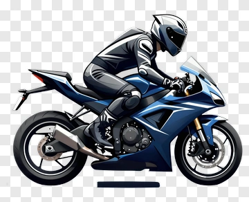 Rider On Blue Motorcycle PNG