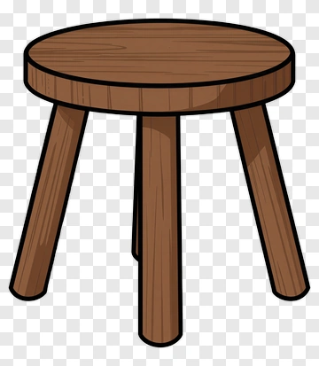 Wooden Round Three-Legged Stool PNG