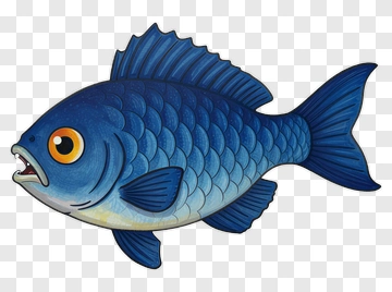 Blue Fish With Orange Eye PNG