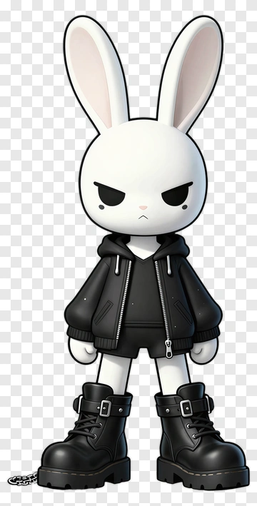 White Rabbit In Black Outfit PNG