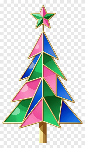 Geometric Christmas Tree With Star PNG