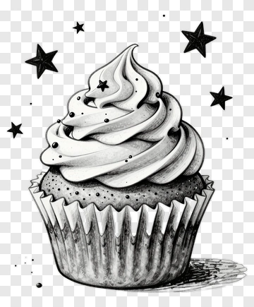 Delicate Cupcake With Star Decoration PNG