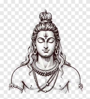 Hand Drawn Shiva With Trident And Necklaces PNG