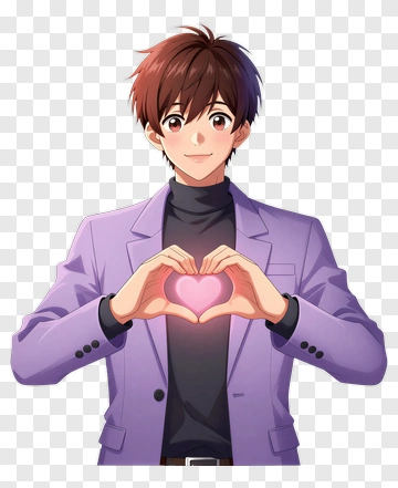 Young Man Making Heart Gesture PNG
