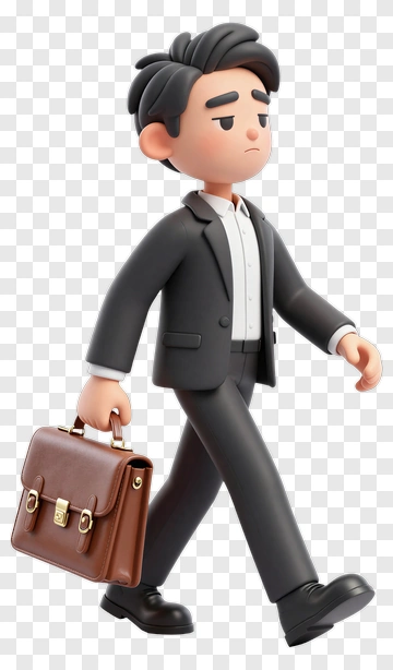 Cartoon Businessman Walking With Briefcase PNG
