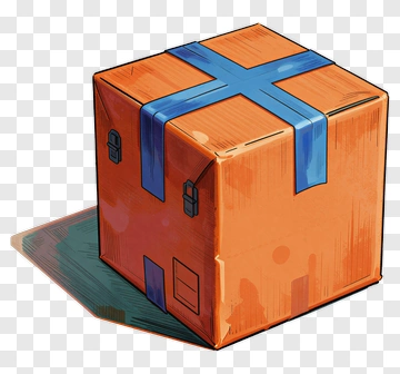 Orange Delivery Box With Blue Tape PNG