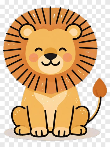 Cute Cartoon Lion Sitting PNG