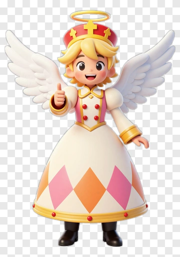 Cartoon Angel Character With Wings And Halo PNG