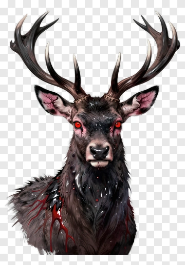 Dark Deer With Red Eyes PNG