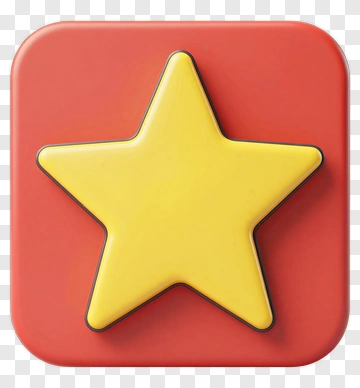 Yellow Star Icon On Red Button PNG