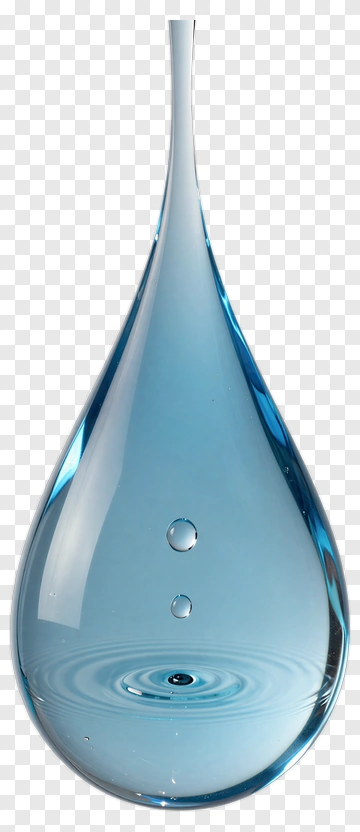 Blue Water Droplet With Bubble And Ripple PNG