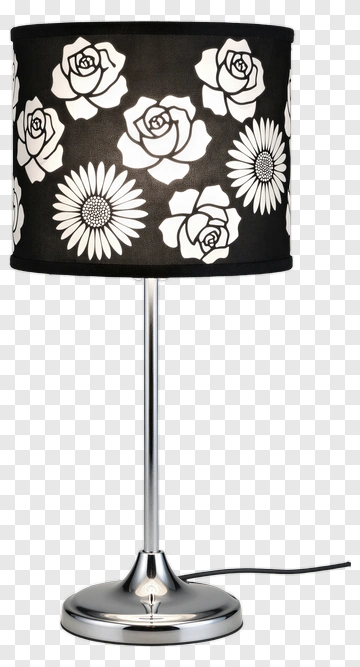 Black And White Floral Lamp PNG