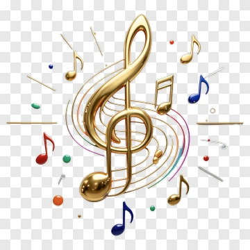 Golden Treble Clef With Colorful Notes PNG