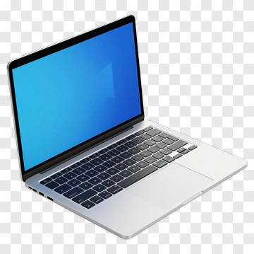 Modern Laptop With Blue Screen PNG