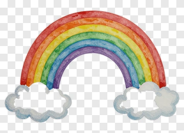 Watercolor Rainbow Over Clouds PNG