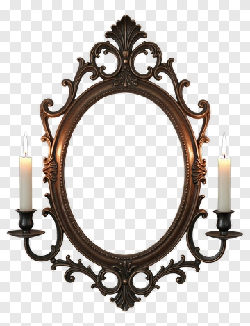 Ornate Mirror With Candle Holders PNG