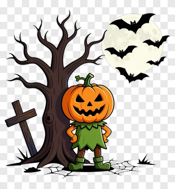 Jack-o-lantern Character In Halloween Scene PNG