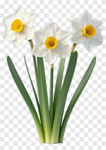 Three Daffodils In Full Bloom PNG