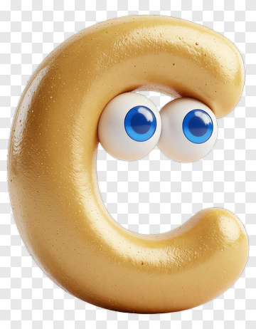 Funny Golden Letter C With Big Eyes PNG