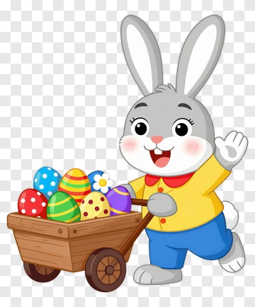 Easter Bunny With Colorful Eggs PNG