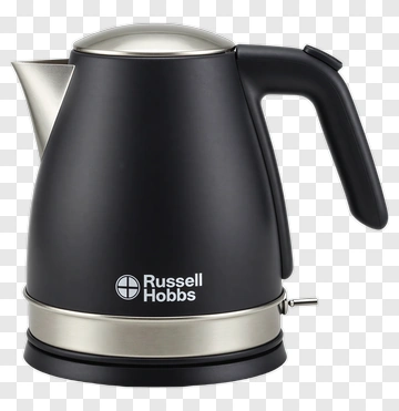 Black Electric Kettle With Silver Accents PNG