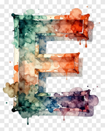 Watercolor Letter E PNG