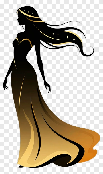Silhouette Of A Woman In A Gown PNG