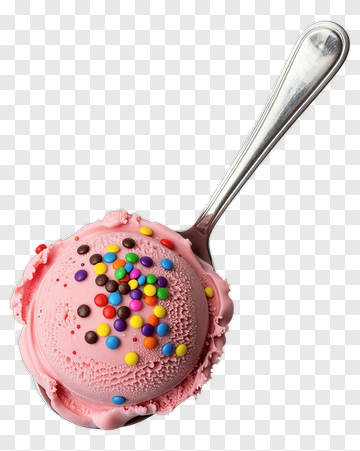 Pink Ice Cream With Colorful Sprinkles PNG