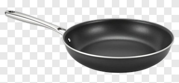 Black Non-Stick Frying Pan With Silver Handle PNG