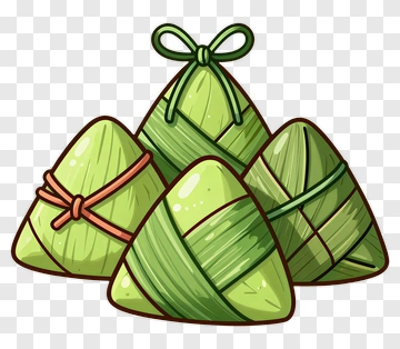Three Zongzi With Bamboo Leaf Wrapping PNG