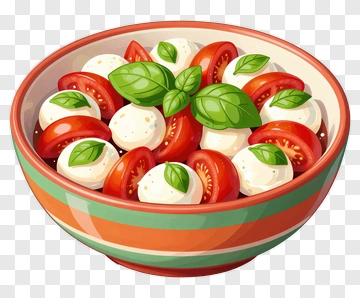 Caprese Salad In A Striped Bowl PNG