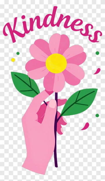 Hand Holding A Pink Flower With Kindness PNG